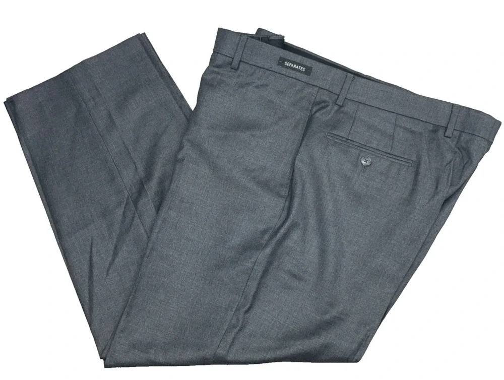 Jos A Bank Travelers Separates Men’s 40W Wool Dark Gray Dress Pants Flat Front